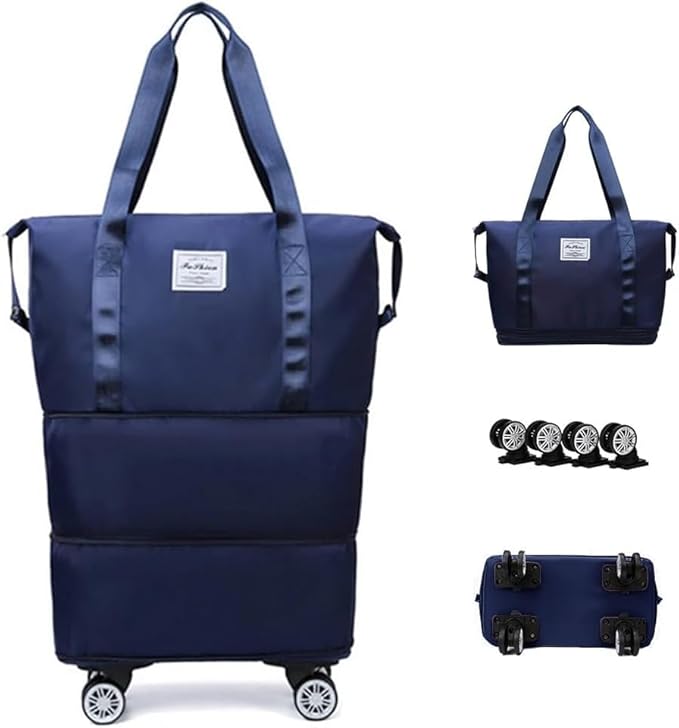 Rolling duffle folding bag with wheels