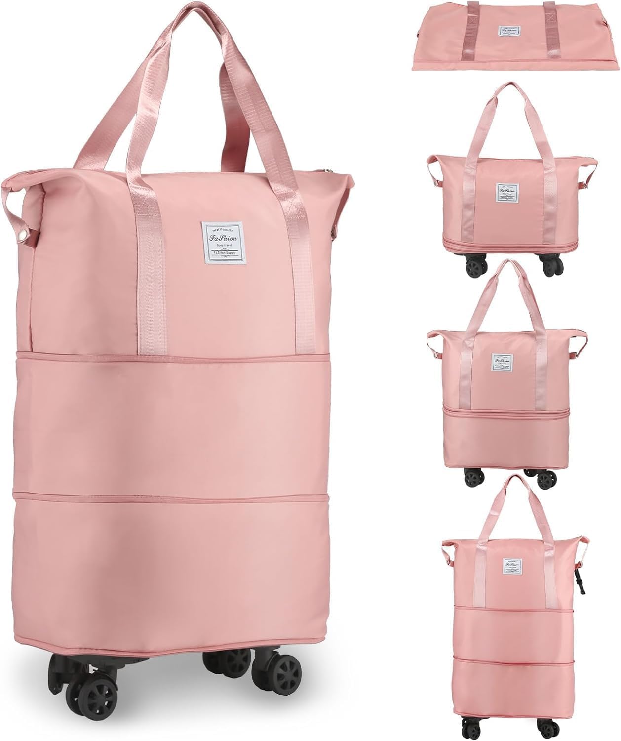 Rolling duffle folding bag with wheels