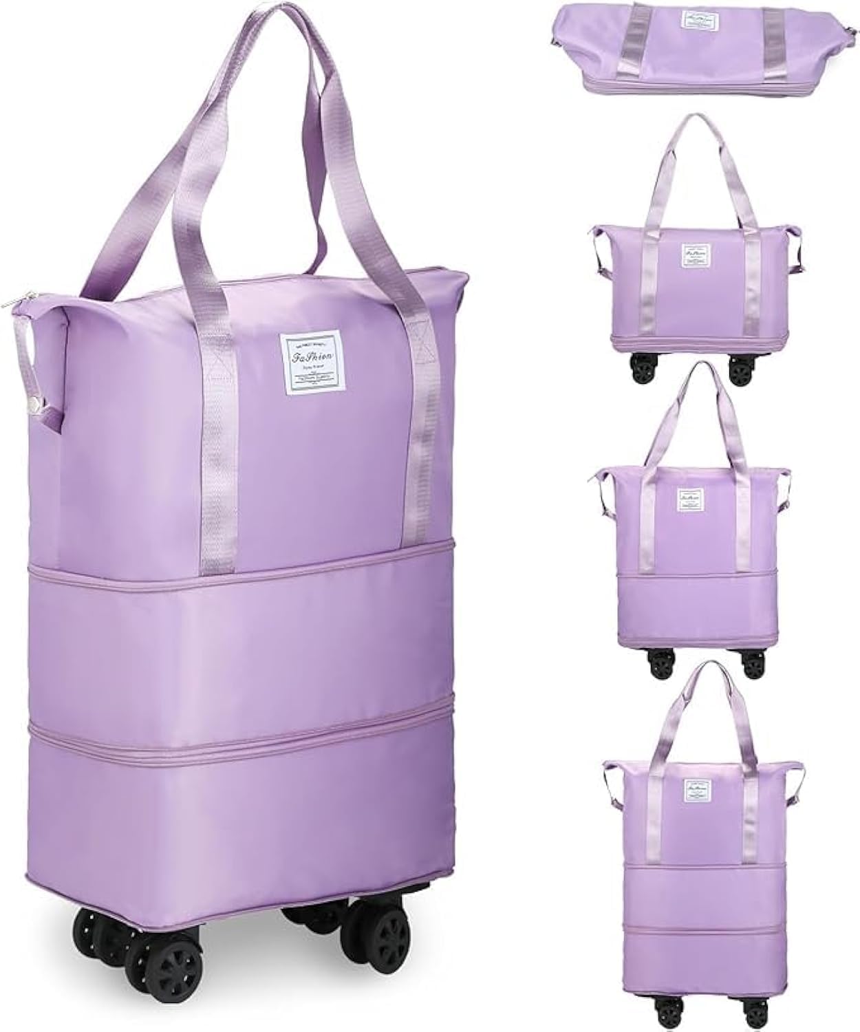 Rolling duffle folding bag with wheels