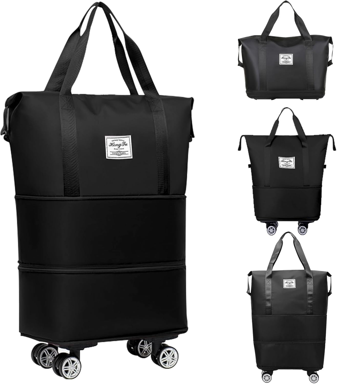 Rolling duffle folding bag with wheels