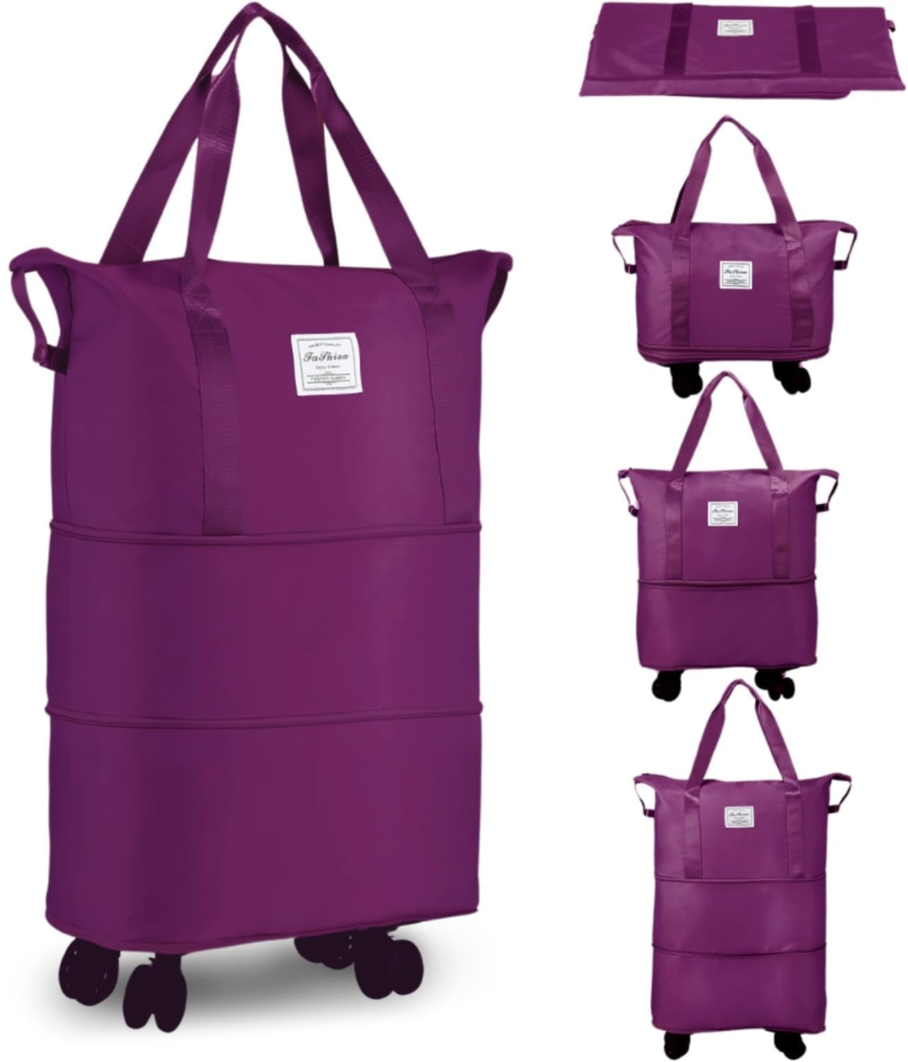 Rolling duffle folding bag with wheels