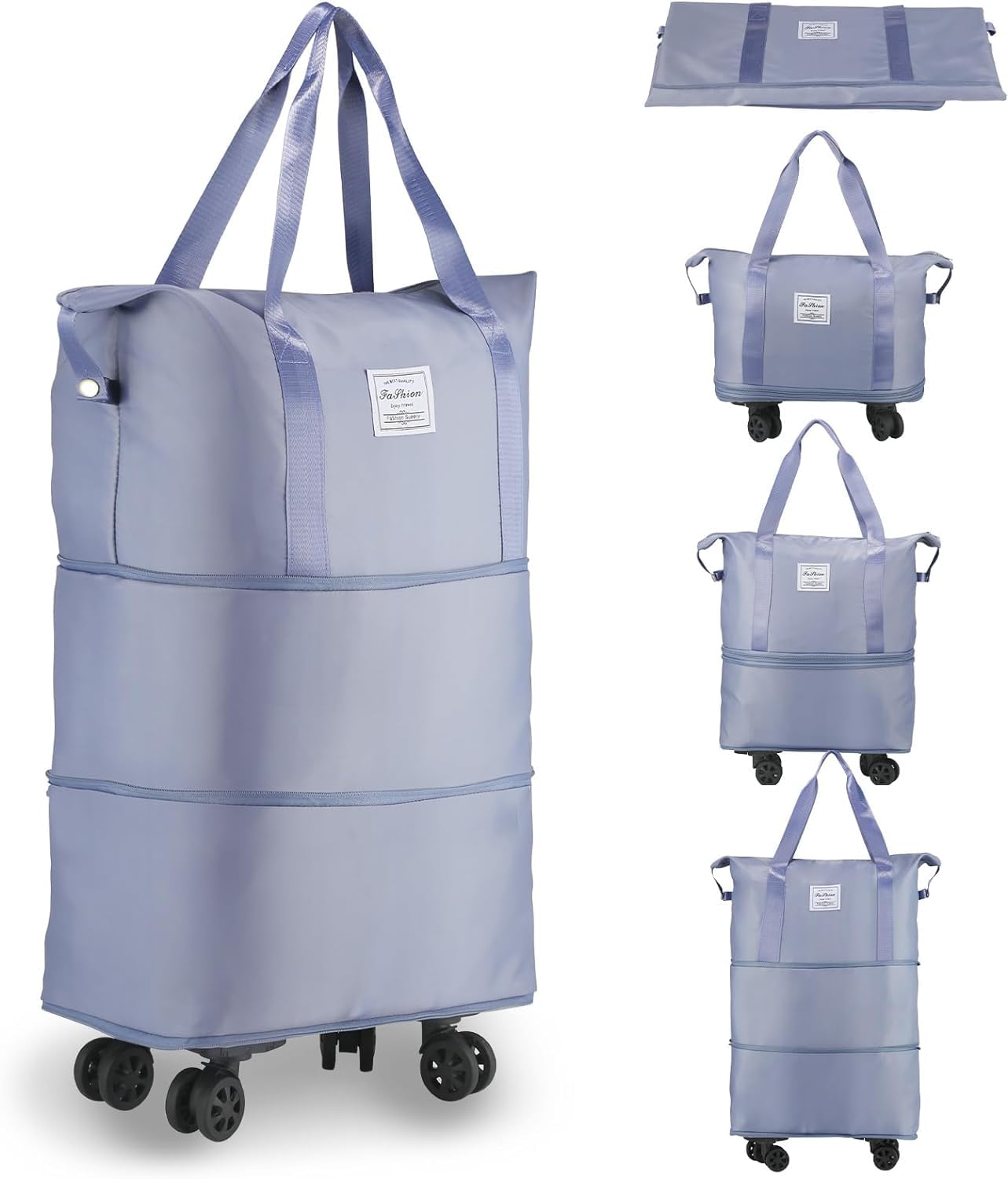 Rolling duffle folding bag with wheels